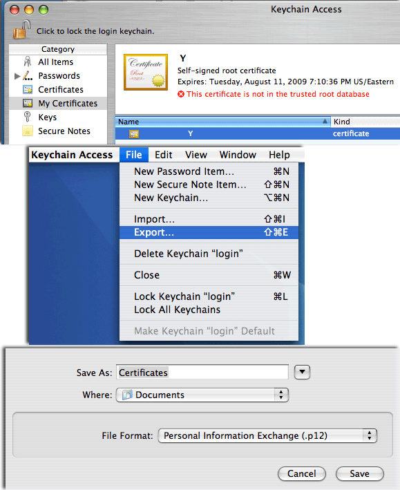 keychain access export