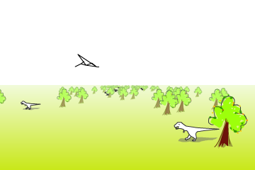 thumbnail of 3d forest fly through with t rex and pterodytyl