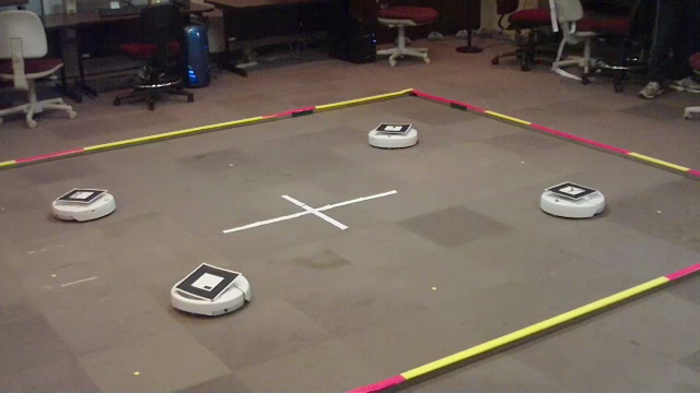 multiple iRobots moving to the diagonal corners